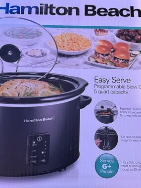 NEW Hamilton Beach Easy Serve 5 Quart Programmable Slow Cooker
